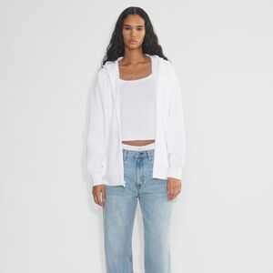 Aritzia TNA Cozy Sweatfleece Boyfriend Zip Hoodie White